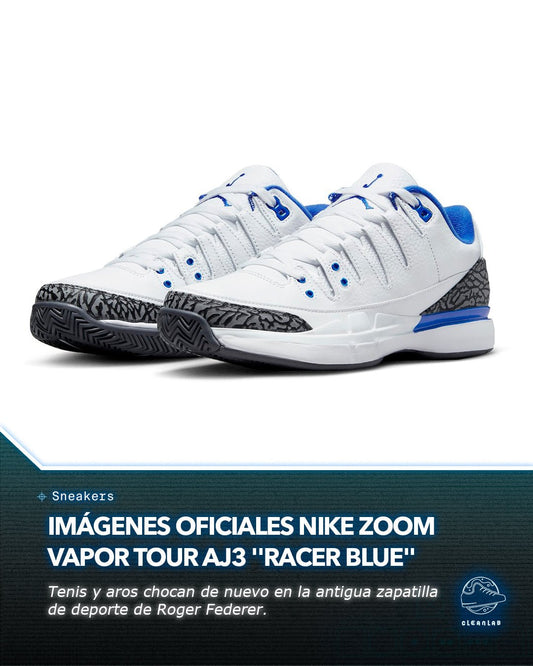 Noticias Sneakers | Imágenes Oficiales De Las Nike Zoom Vapor Tour AJ3 "Racer Blue" - Clean Lab PE