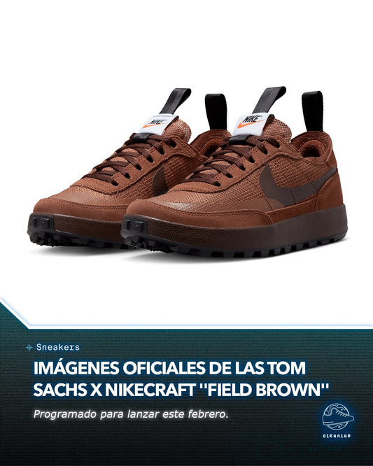 Noticias Sneakers | Imágenes oficiales de las zapatillas de uso general Tom Sachs x NikeCraft "Field Brown" - Clean Lab PE