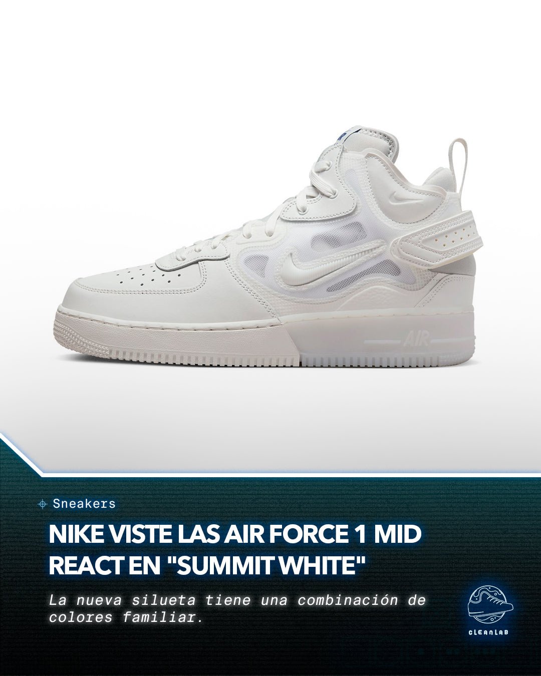 Nike Air Force 1 Mid React sneakers in summit white